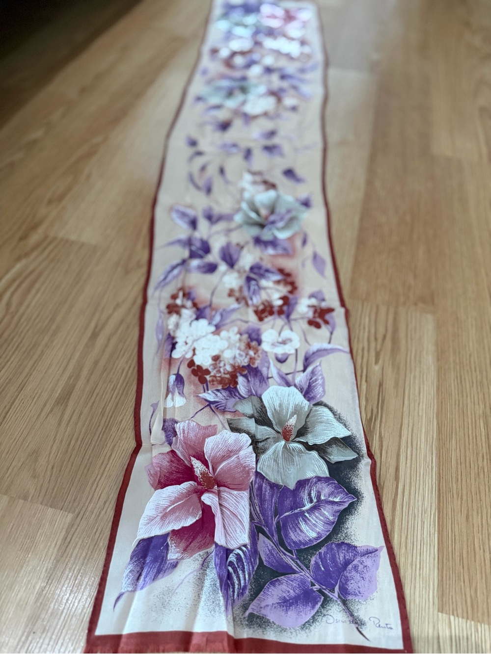 Oscar de la Renta Floral Silk Scarf - Picture 2 of 2